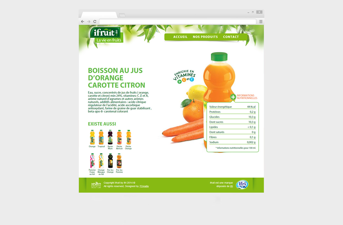 La marque des boissons Ifruitbyifri a confié à 7creativ la création de son site web 1